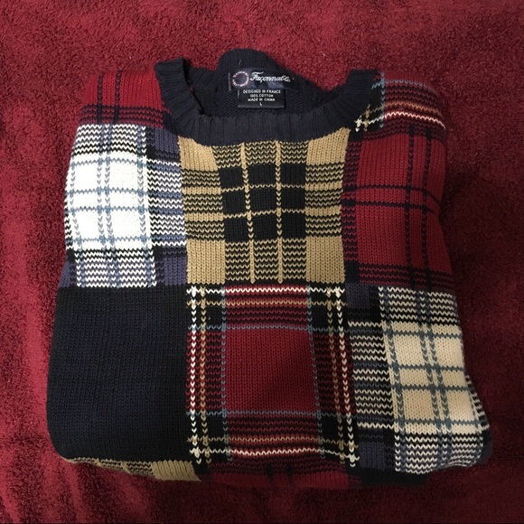 Faconnable Other - Faconnable 100% Cotton Sweater Size L Navy Trim